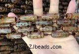 CAA2664 15.5 inches 10*28mm - 11*30mm rice tibetan agate dzi beads