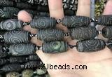 CAA2673 15.5 inches 12*30mm - 14*30mm rice tibetan agate dzi beads