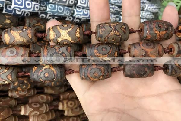 CAA2674 15.5 inches 14*25mm - 16*25mm drum tibetan agate dzi beads