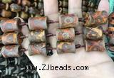 CAA2684 15.5 inches 14*19mm - 15*20mm bone tibetan agate dzi beads