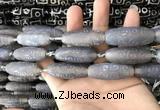 CAA2713 15.5 inches 14*38mm - 16*43mm rice tibetan agate dzi beads