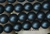 CAA2760 15.5 inches 3mm round matte black agate beads wholesale