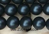 CAA2762 15.5 inches 6mm round matte black agate beads wholesale