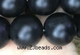 CAA2766 15.5 inches 14mm round matte black agate beads wholesale