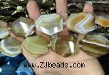 CAA2770 25*32mm - 27*35mm faceted freeform line agate beads