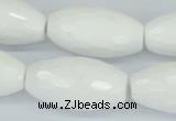 CAA28 15.5 inches 15*30mm faceted rice white agate gemstone beads