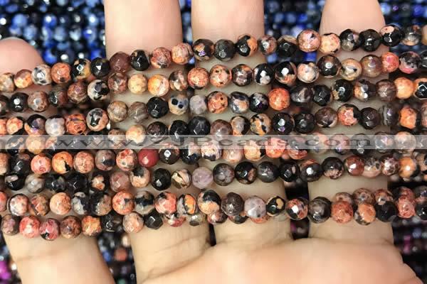 CAA2820 15 inches 4mm faceted round fire crackle agate beads wholesale