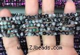 CAA2823 15 inches 4mm faceted round fire crackle agate beads wholesale