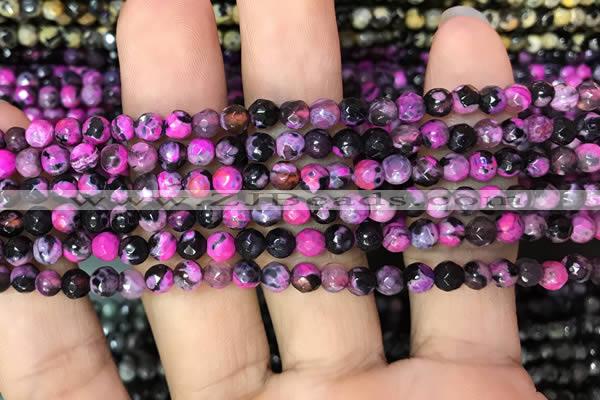CAA2824 15 inches 4mm faceted round fire crackle agate beads wholesale