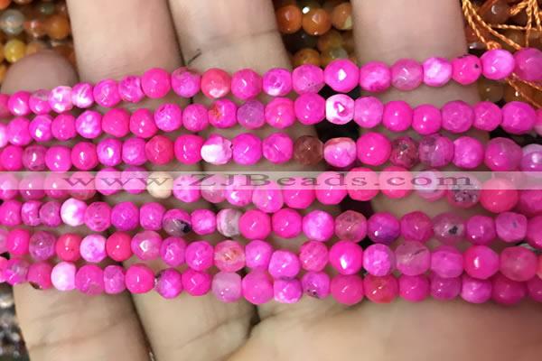 CAA2831 15 inches 4mm faceted round fire crackle agate beads wholesale