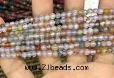 CAA2844 15 inches 4mm faceted round fire crackle agate beads wholesale