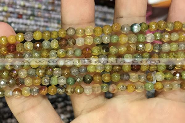 CAA2845 15 inches 4mm faceted round fire crackle agate beads wholesale
