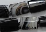 CAA289 15.5 inches 15*20mm faceted cuboid black line agate beads