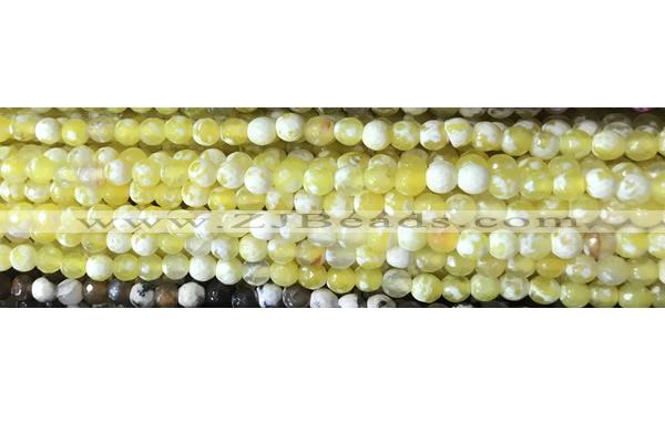 CAA2893 15 inches 6mm faceted round fire crackle agate beads wholesale