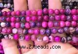 CAA2895 15 inches 6mm faceted round fire crackle agate beads wholesale