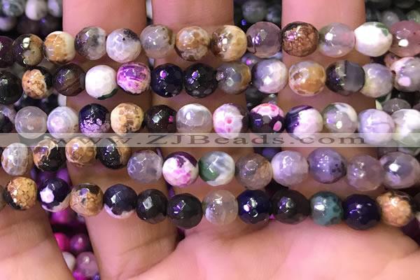 CAA2896 15 inches 6mm faceted round fire crackle agate beads wholesale