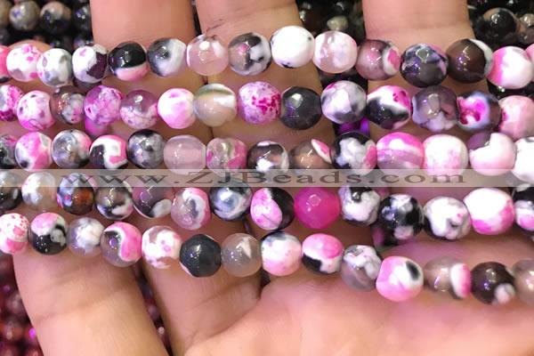 CAA2902 15 inches 6mm faceted round fire crackle agate beads wholesale