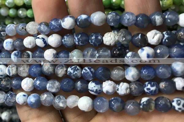 CAA2916 15 inches 6mm faceted round fire crackle agate beads wholesale