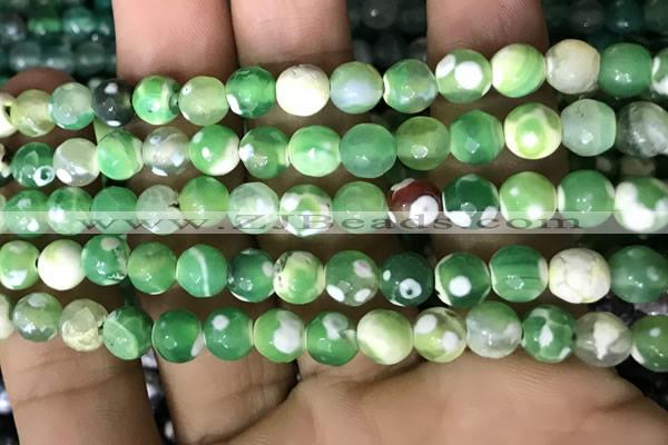 CAA2922 15 inches 6mm faceted round fire crackle agate beads wholesale