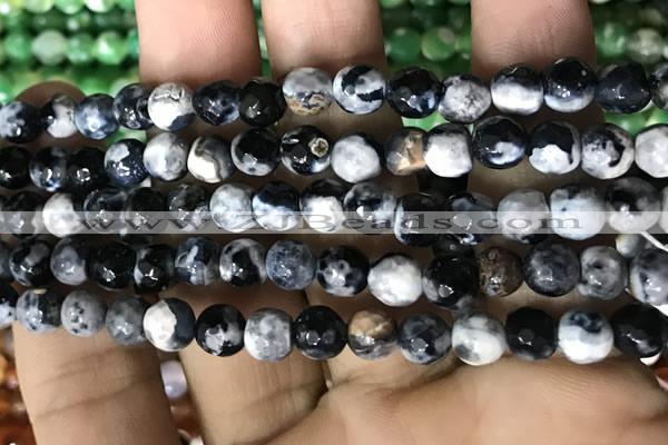 CAA2923 15 inches 6mm faceted round fire crackle agate beads wholesale