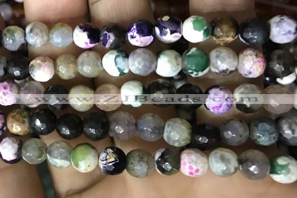 CAA2924 15 inches 6mm faceted round fire crackle agate beads wholesale