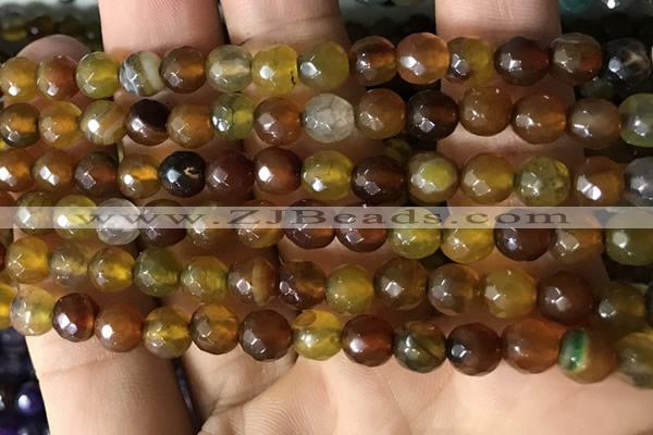 CAA2928 15 inches 6mm faceted round fire crackle agate beads wholesale