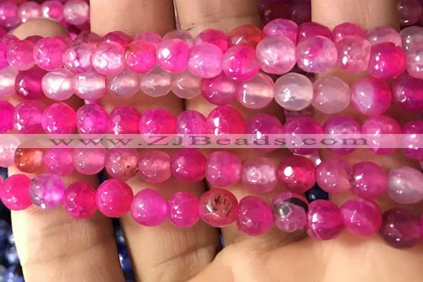 CAA2931 15 inches 6mm faceted round fire crackle agate beads wholesale