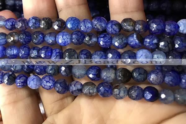 CAA2932 15 inches 6mm faceted round fire crackle agate beads wholesale