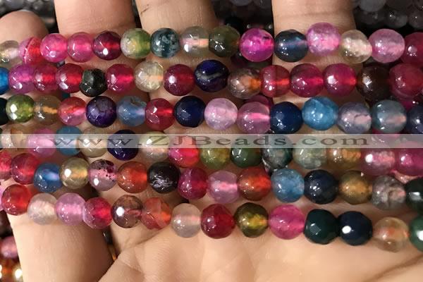 CAA2934 15 inches 6mm faceted round fire crackle agate beads wholesale