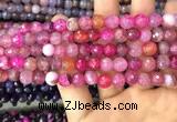 CAA2961 15 inches 8mm faceted round fire crackle agate beads wholesale