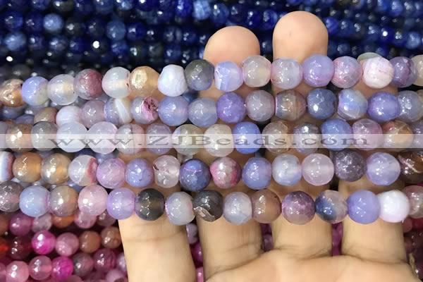CAA2962 15 inches 8mm faceted round fire crackle agate beads wholesale