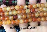 CAA2971 15 inches 8mm faceted round fire crackle agate beads wholesale