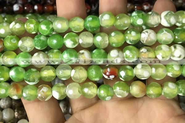 CAA2977 15 inches 8mm faceted round fire crackle agate beads wholesale