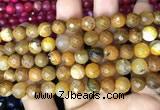 CAA2989 15 inches 8mm faceted round fire crackle agate beads wholesale