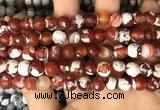 CAA2990 15 inches 8mm faceted round fire crackle agate beads wholesale