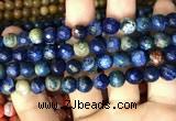 CAA2998 15 inches 8mm faceted round fire crackle agate beads wholesale