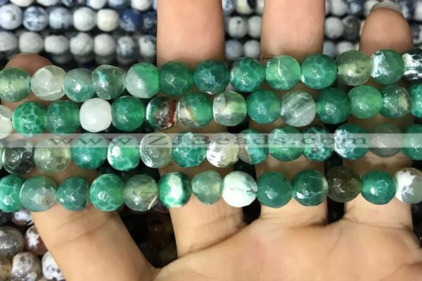 CAA3000 15 inches 8mm faceted round fire crackle agate beads wholesale