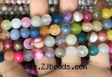 CAA3004 15 inches 8mm faceted round fire crackle agate beads wholesale