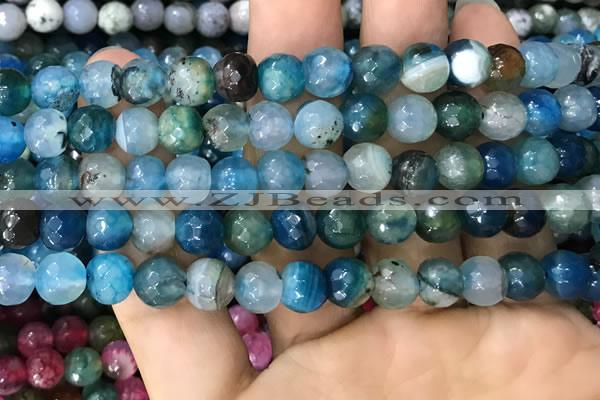 CAA3008 15 inches 8mm faceted round fire crackle agate beads wholesale