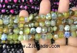 CAA3011 15 inches 8mm faceted round fire crackle agate beads wholesale