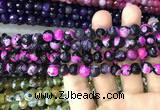 CAA3017 15 inches 8mm faceted round fire crackle agate beads wholesale