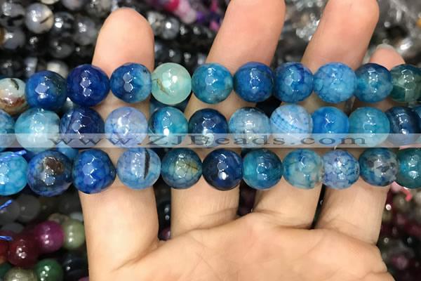 CAA3047 15 inches 10mm faceted round fire crackle agate beads wholesale