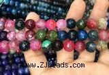 CAA3048 15 inches 10mm faceted round fire crackle agate beads wholesale