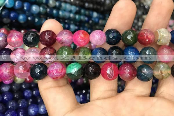 CAA3048 15 inches 10mm faceted round fire crackle agate beads wholesale