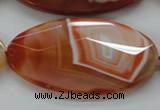 CAA305 15.5 inches 32*52mm faceted oval red line agate beads