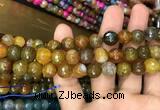 CAA3053 15 inches 10mm faceted round fire crackle agate beads wholesale