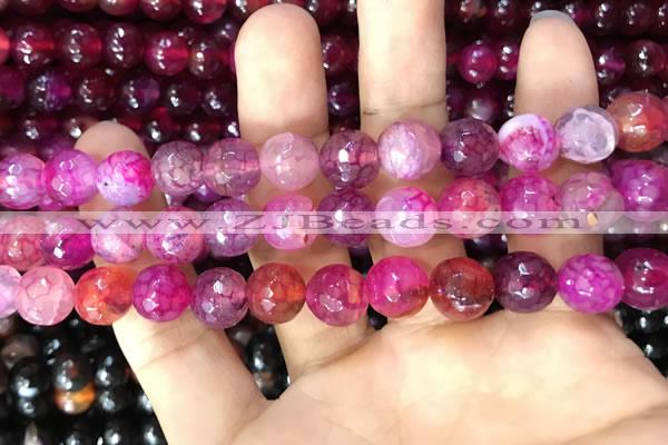 CAA3057 15 inches 10mm faceted round fire crackle agate beads wholesale