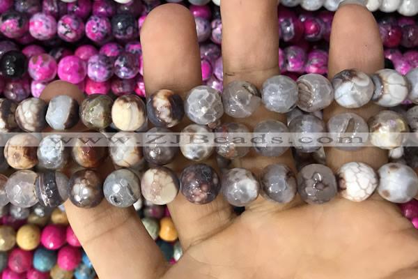 CAA3061 15 inches 10mm faceted round fire crackle agate beads wholesale
