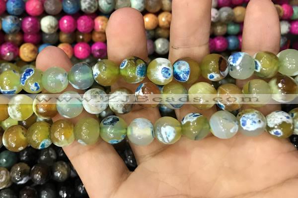 CAA3062 15 inches 10mm faceted round fire crackle agate beads wholesale