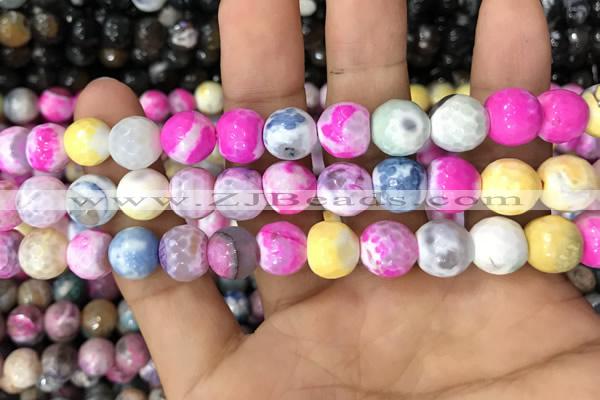 CAA3064 15 inches 10mm faceted round fire crackle agate beads wholesale